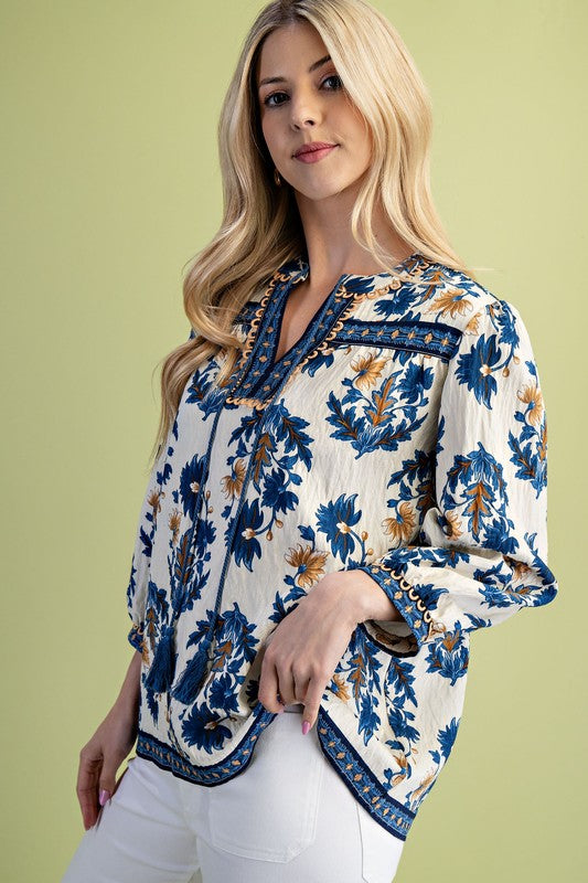 Walk Through The Park Blue Floral Top-[option4]-[option5]-Cute-Trendy-Shop-Womens-Boutique-Clothing-Store