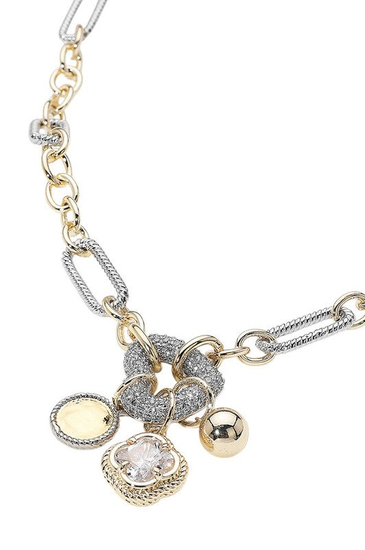 Glorious Day Two Tone Charm Necklace-Cute-Trendy-Shop-Womens-Boutique-Clothing-Store