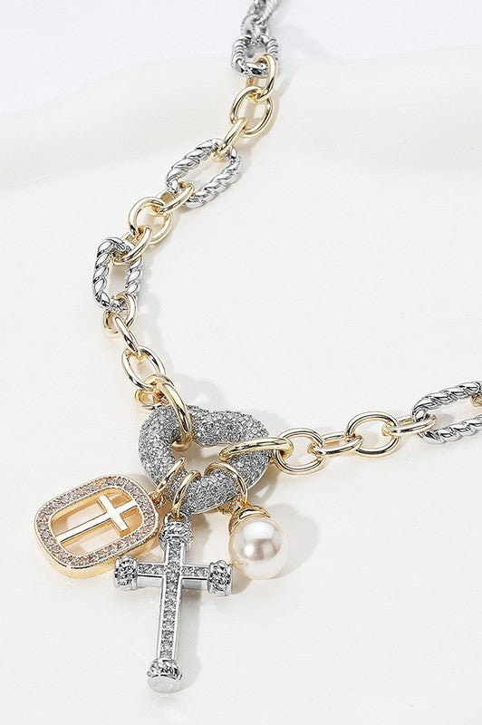 Grace & Grit Two-Tone Charm Necklace-Cute-Trendy-Shop-Womens-Boutique-Clothing-Store