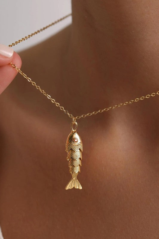 What a Catch Gold Fish Necklace-Cute-Trendy-Shop-Womens-Boutique-Clothing-Store