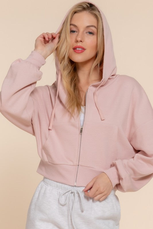 Because I Care Pink Terry Hoodie Jacket-[option4]-[option5]-Cute-Trendy-Shop-Womens-Boutique-Clothing-Store
