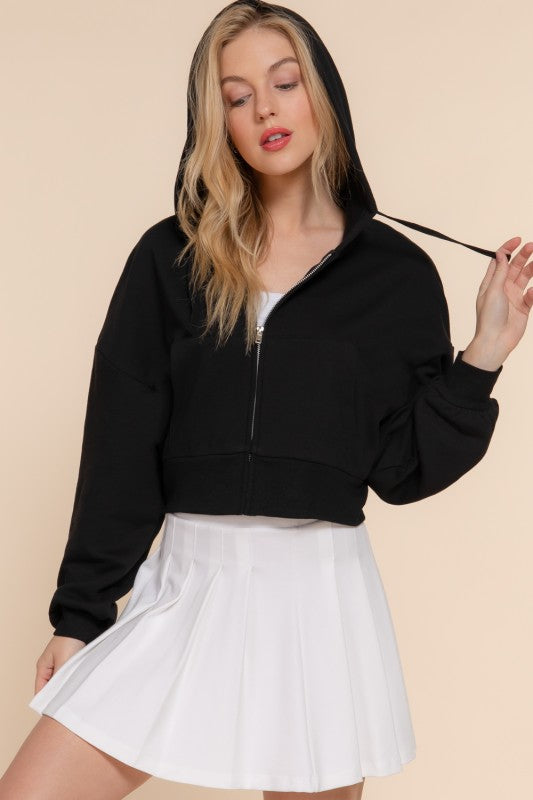 Because I Care Black Terry Hoodie Jacket-[option4]-[option5]-Cute-Trendy-Shop-Womens-Boutique-Clothing-Store