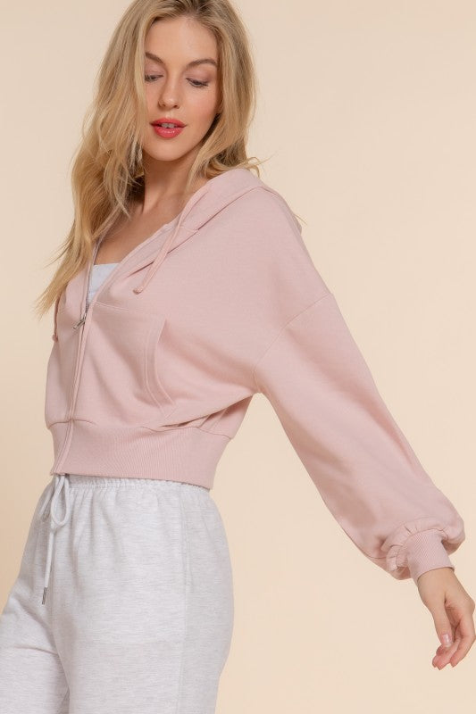 Because I Care Pink Terry Hoodie Jacket-[option4]-[option5]-Cute-Trendy-Shop-Womens-Boutique-Clothing-Store