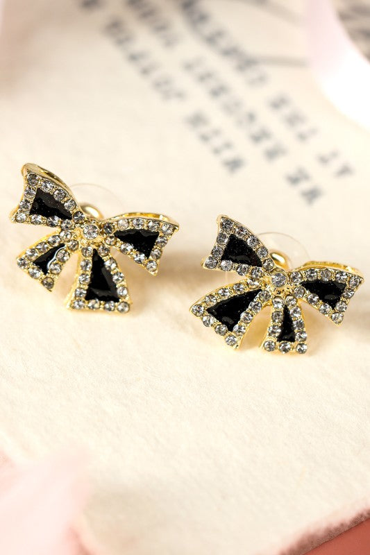 Call The Girls Black Bow Earrings-[option4]-[option5]-Cute-Trendy-Shop-Womens-Boutique-Clothing-Store