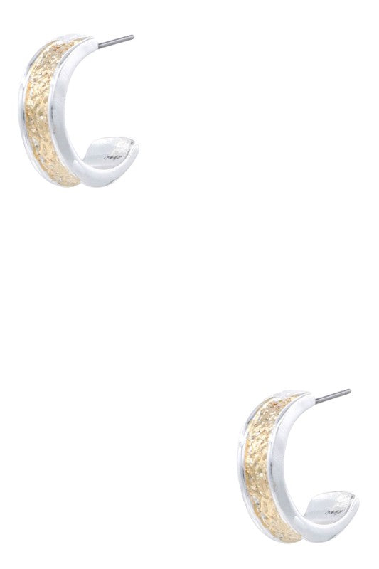 Classic Look Gold with Silver Semi Hoop Earrings-[option4]-[option5]-Cute-Trendy-Shop-Womens-Boutique-Clothing-Store