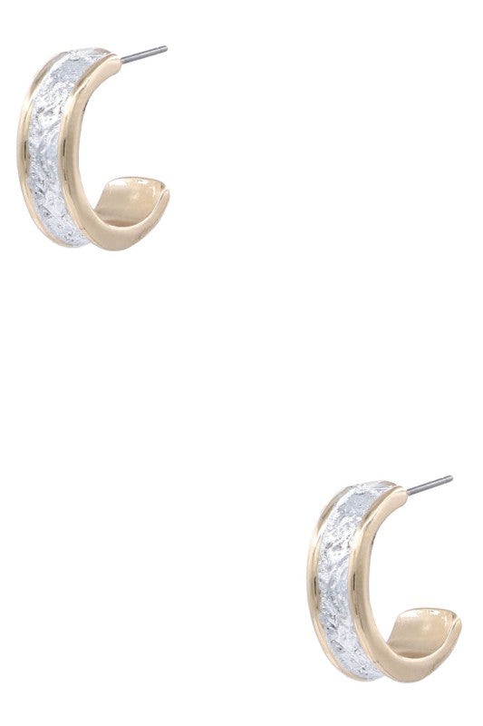 Classic Look Silver with Gold Semi Hoop Earrings-[option4]-[option5]-Cute-Trendy-Shop-Womens-Boutique-Clothing-Store