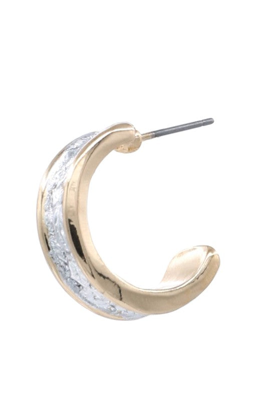 Classic Look Silver with Gold Semi Hoop Earrings-[option4]-[option5]-Cute-Trendy-Shop-Womens-Boutique-Clothing-Store