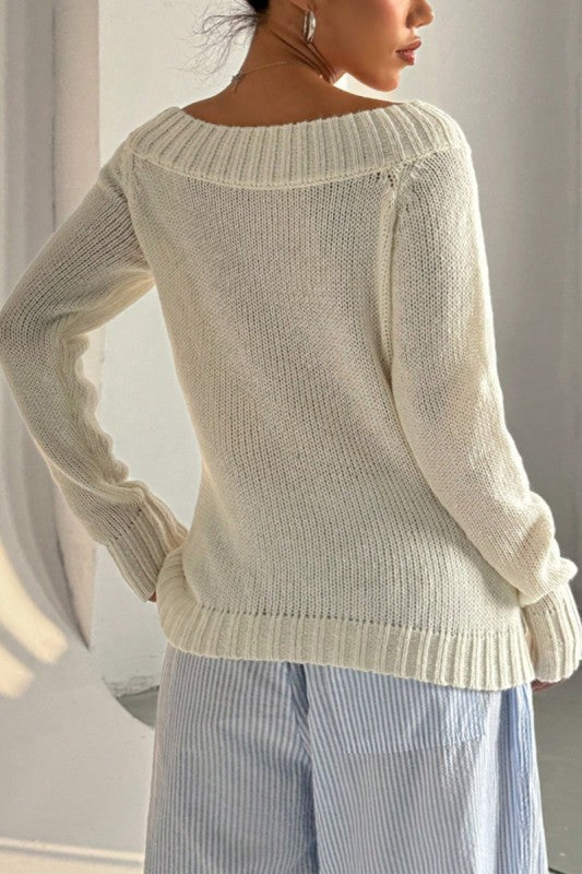 Just In Time Off White Sweater-Cute-Trendy-Shop-Womens-Boutique-Clothing-Store