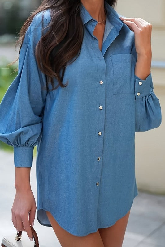 Take My Hand Denim Blouse-[option4]-[option5]-Cute-Trendy-Shop-Womens-Boutique-Clothing-Store