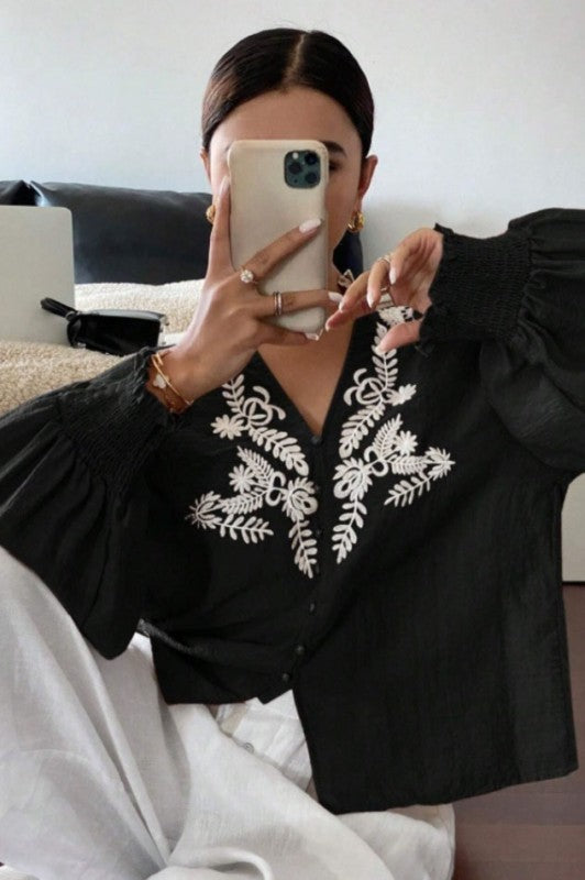 Satisfaction Abounds Black Embroidered Top-[option4]-[option5]-Cute-Trendy-Shop-Womens-Boutique-Clothing-Store