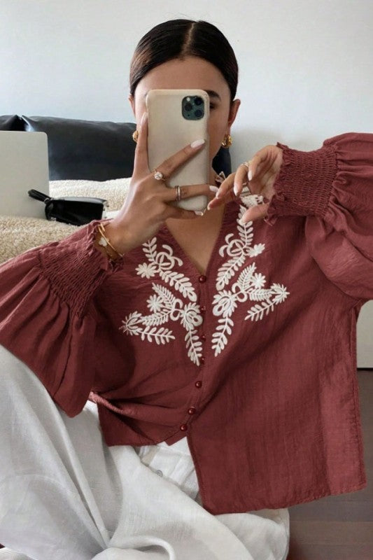 Satisfaction Abounds Burgundy Embroidered Top-[option4]-[option5]-Cute-Trendy-Shop-Womens-Boutique-Clothing-Store