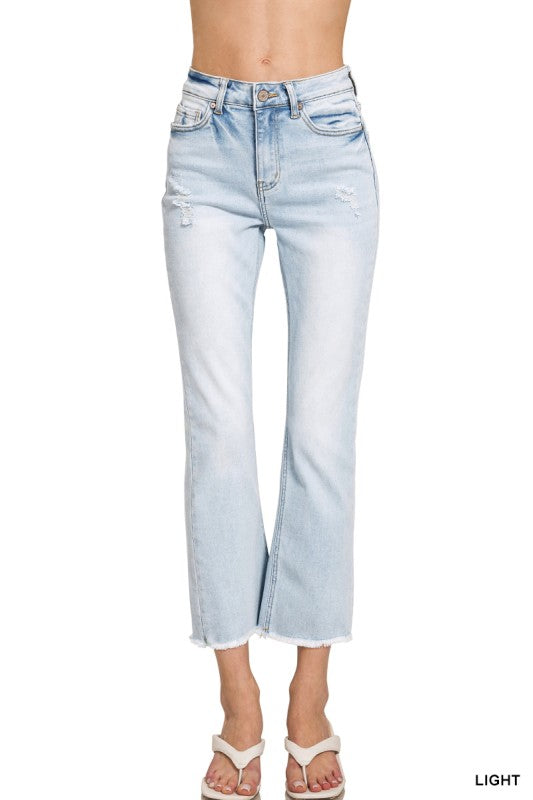 Off The Hook Light Distressed Cropped Jeans-Cute-Trendy-Shop-Womens-Boutique-Clothing-Store