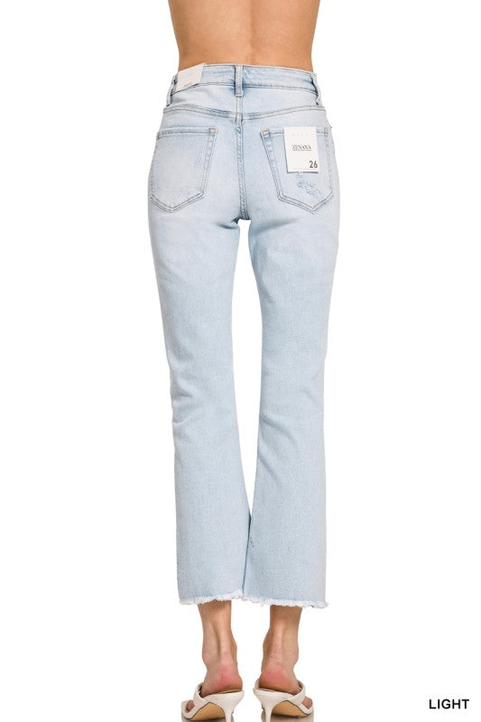 Off The Hook Light Distressed Cropped Jeans-Cute-Trendy-Shop-Womens-Boutique-Clothing-Store