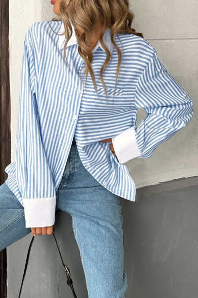 Perfect For Mahjong Stripe Blouse-[option4]-[option5]-Cute-Trendy-Shop-Womens-Boutique-Clothing-Store