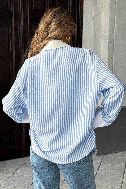 Perfect For Mahjong Stripe Blouse-[option4]-[option5]-Cute-Trendy-Shop-Womens-Boutique-Clothing-Store