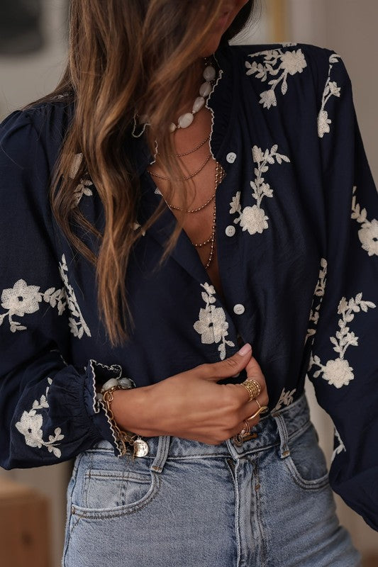 So Sweet Blue Embroidered Top-[option4]-[option5]-Cute-Trendy-Shop-Womens-Boutique-Clothing-Store