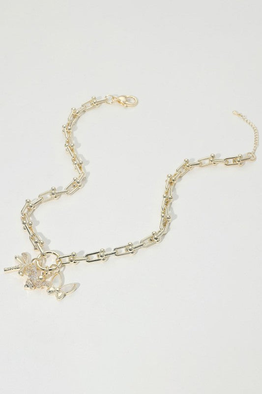 Dragonfly Charm Horsebit Necklace-[option4]-[option5]-Cute-Trendy-Shop-Womens-Boutique-Clothing-Store