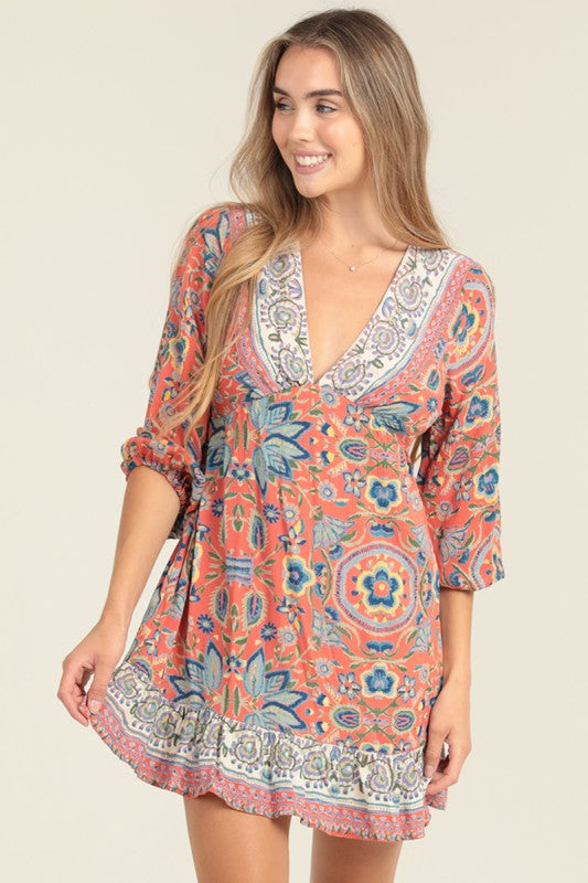 I'll Be Back Orange Print Dress-[option4]-[option5]-Cute-Trendy-Shop-Womens-Boutique-Clothing-Store