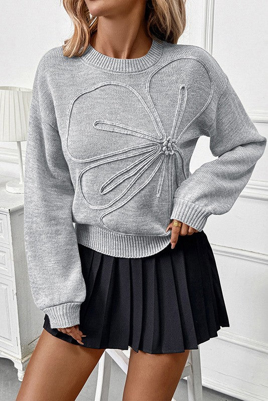 All In The Details Grey Sweater Top-[option4]-[option5]-Cute-Trendy-Shop-Womens-Boutique-Clothing-Store