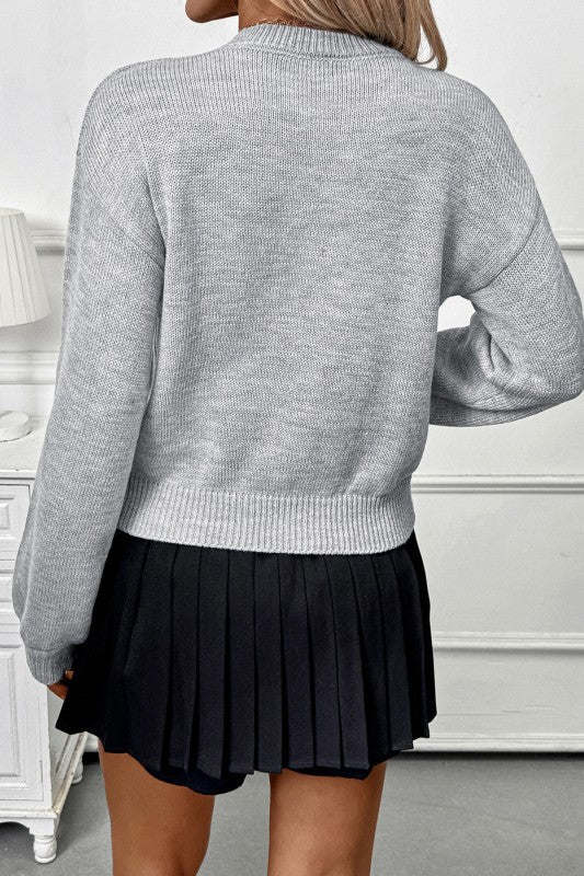 All In The Details Grey Sweater Top-[option4]-[option5]-Cute-Trendy-Shop-Womens-Boutique-Clothing-Store