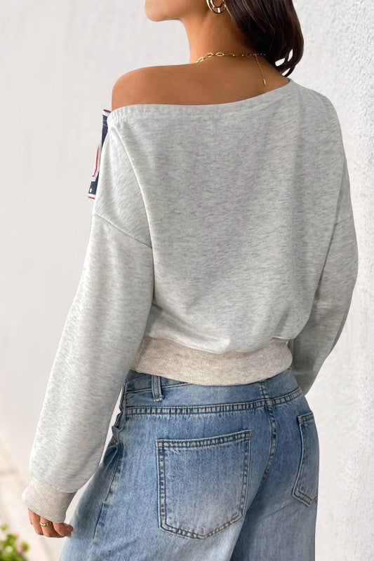 Lucky Stars Cropped Grey Sweatshirt-[option4]-[option5]-Cute-Trendy-Shop-Womens-Boutique-Clothing-Store