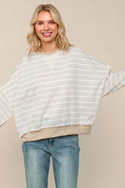 Welcome Home Oversized Grey Striped Dolman Top-[option4]-[option5]-Cute-Trendy-Shop-Womens-Boutique-Clothing-Store