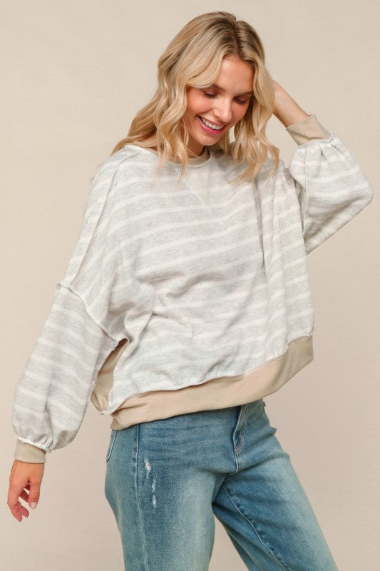 Welcome Home Oversized Grey Striped Dolman Top-[option4]-[option5]-Cute-Trendy-Shop-Womens-Boutique-Clothing-Store