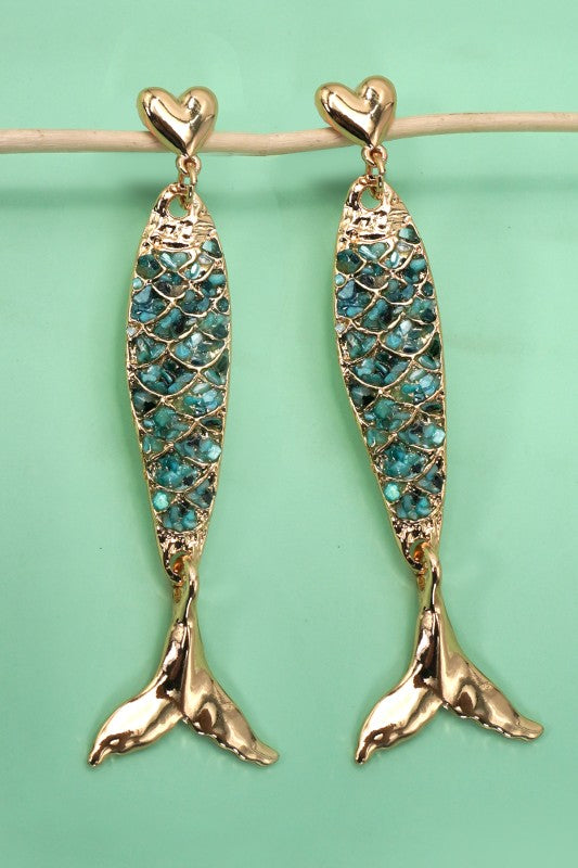 Under The Sea Mermaid Stone Earrings-Cute-Trendy-Shop-Womens-Boutique-Clothing-Store