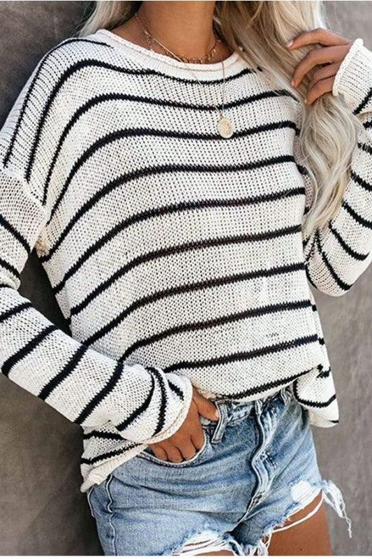 Winner of The Game Stripe Knit Sweater-[option4]-[option5]-Cute-Trendy-Shop-Womens-Boutique-Clothing-Store