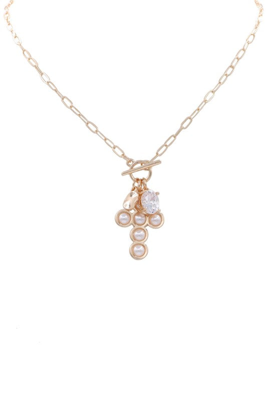 Reflect On Life Cross Necklace-Off White-Cute-Trendy-Shop-Womens-Boutique-Clothing-Store