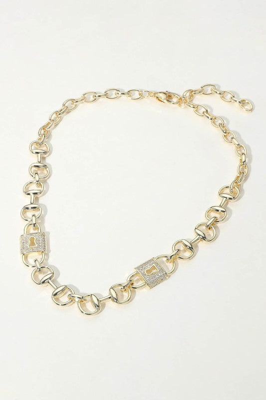 Out For The Day Horsebit & Lock Necklace-[option4]-[option5]-Cute-Trendy-Shop-Womens-Boutique-Clothing-Store