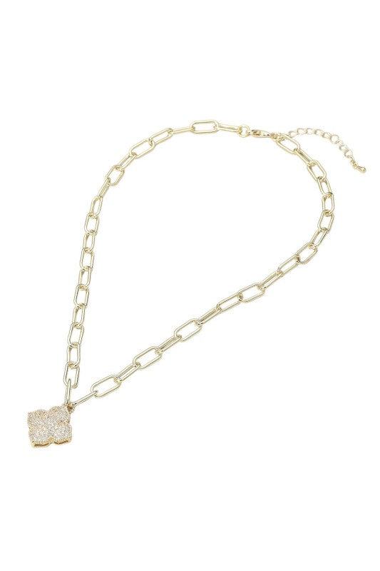 Restaurant Ready Quatrefoil Paperclip Necklace-[option4]-[option5]-Cute-Trendy-Shop-Womens-Boutique-Clothing-Store