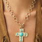 Time For Family Gold w/Turquoise Cross Necklace-[option4]-[option5]-Cute-Trendy-Shop-Womens-Boutique-Clothing-Store