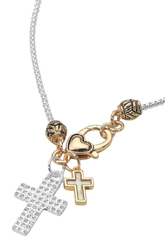 Take It Slow Mother of Pearl Cross Necklace