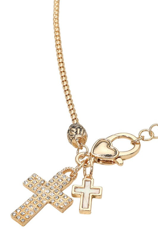 Take It Slow Mother of Pearl Cross Necklace