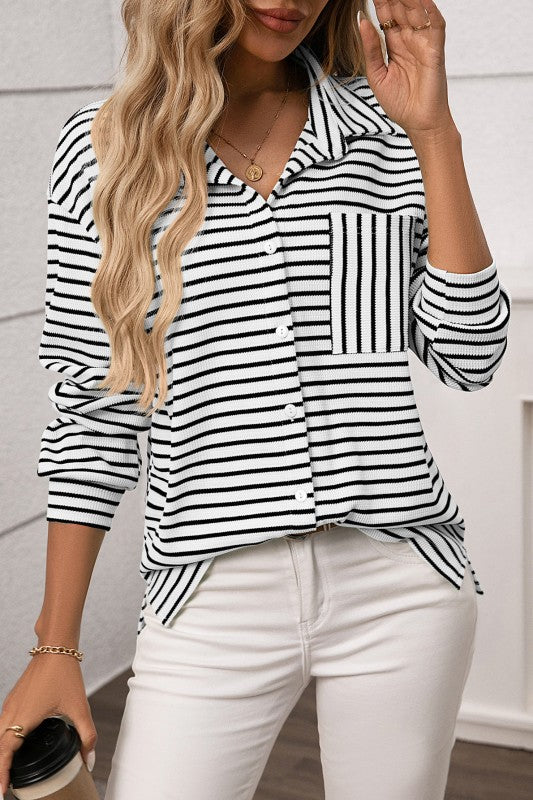 Matches My Leggings White Striped Blouse-[option4]-[option5]-Cute-Trendy-Shop-Womens-Boutique-Clothing-Store