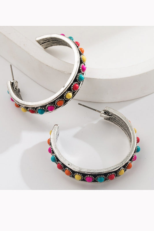 Western Days Turquoise Hoop Earrings-Multicolor-Cute-Trendy-Shop-Womens-Boutique-Clothing-Store