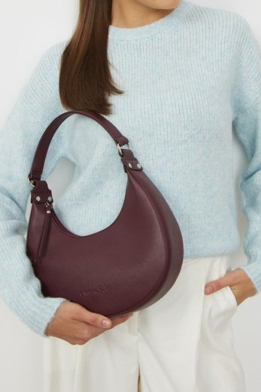 Burgundy Crescent Shape Handbag-[option4]-[option5]-Cute-Trendy-Shop-Womens-Boutique-Clothing-Store