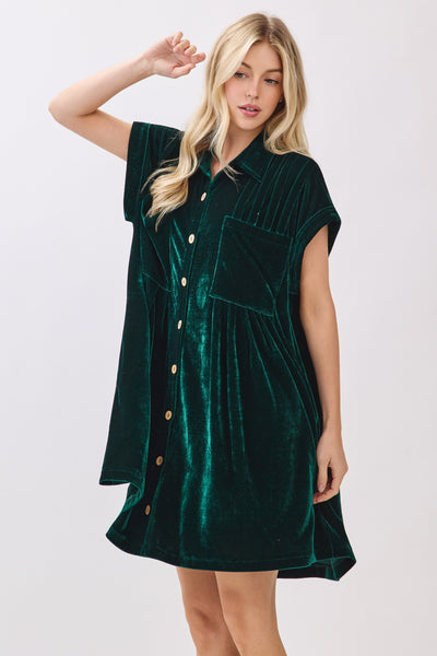 Holiday Party Velvet dress Hunter Green-[option4]-[option5]-Cute-Trendy-Shop-Womens-Boutique-Clothing-Store