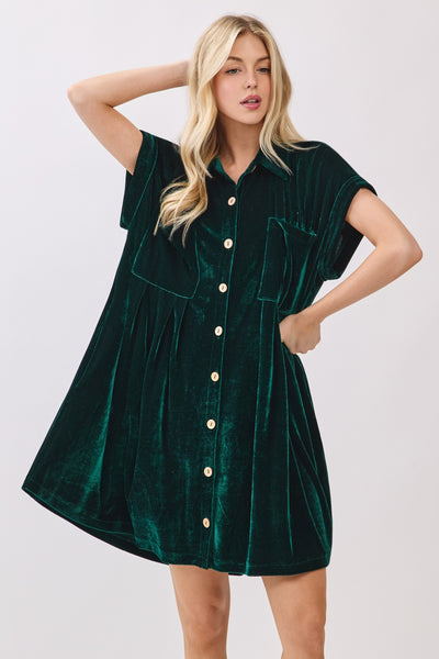 Holiday Party Velvet dress Hunter Green-[option4]-[option5]-Cute-Trendy-Shop-Womens-Boutique-Clothing-Store