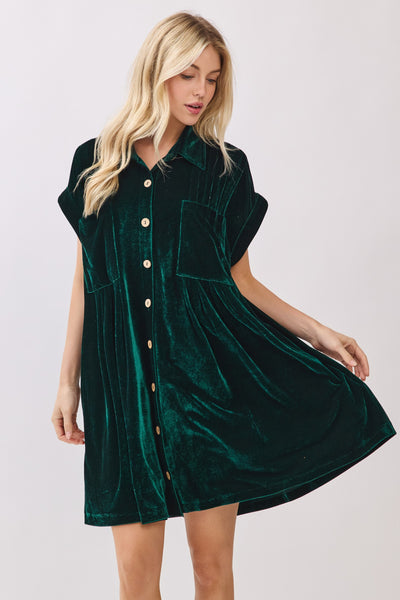 Holiday Party Velvet dress Hunter Green-[option4]-[option5]-Cute-Trendy-Shop-Womens-Boutique-Clothing-Store