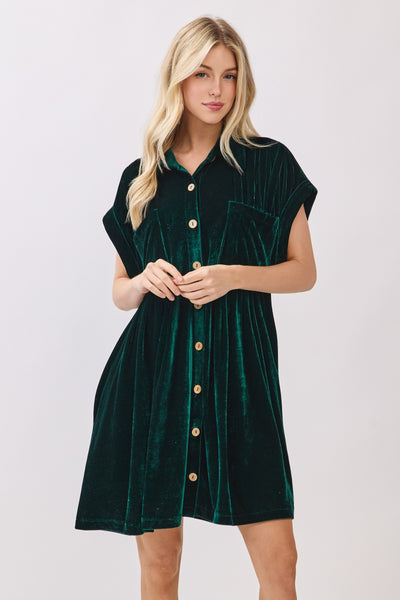 Holiday Party Velvet dress Hunter Green-[option4]-[option5]-Cute-Trendy-Shop-Womens-Boutique-Clothing-Store