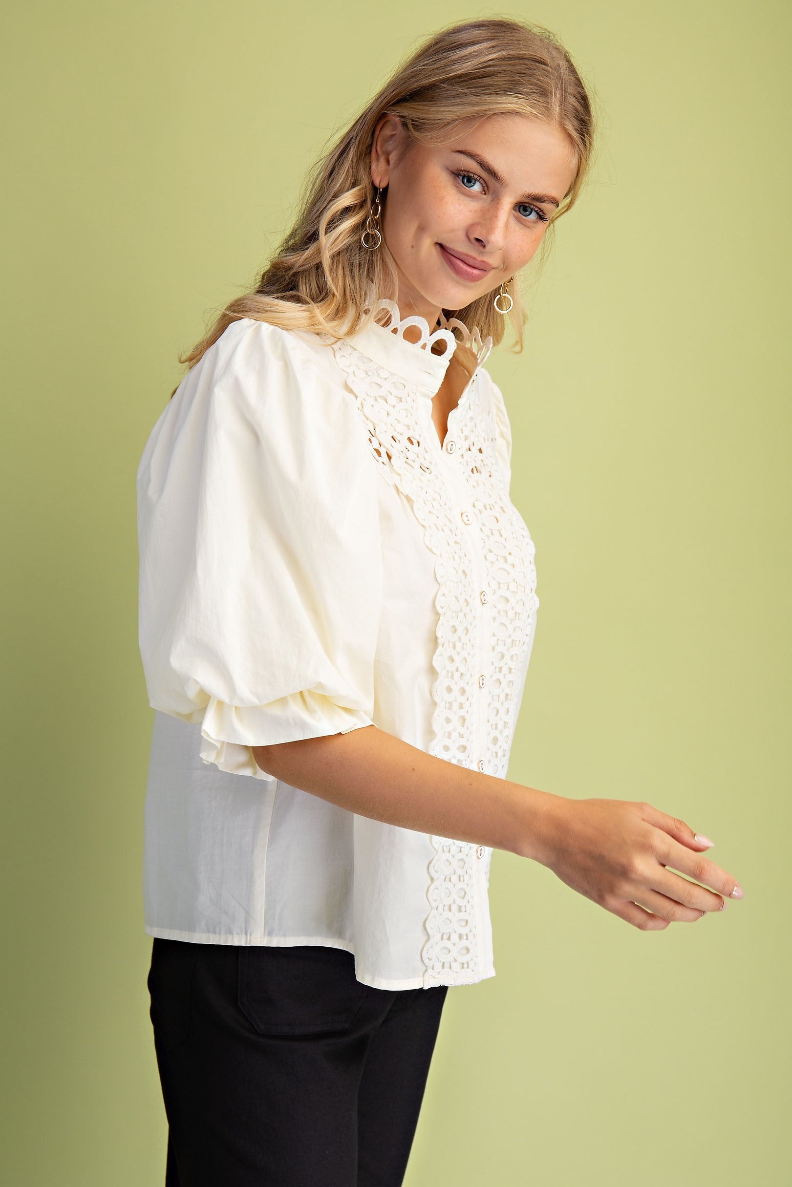 Juliette Trimmed Cotton Blouse-Cute-Trendy-Shop-Womens-Boutique-Clothing-Store
