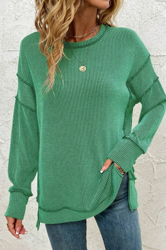 Snuggle up Fall Long Sleeve Top Green-[option4]-[option5]-Cute-Trendy-Shop-Womens-Boutique-Clothing-Store