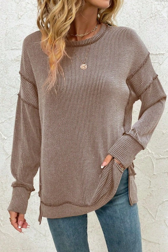 Snuggle up Fall Long Sleeve Top Mocha-[option4]-[option5]-Cute-Trendy-Shop-Womens-Boutique-Clothing-Store