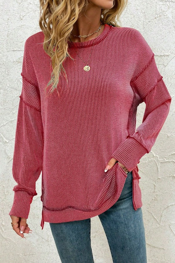 Snuggle up Fall Long Sleeve Top Red-[option4]-[option5]-Cute-Trendy-Shop-Womens-Boutique-Clothing-Store