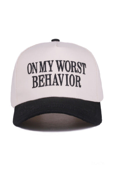"On my worst behavior" Cap-[option4]-[option5]-Cute-Trendy-Shop-Womens-Boutique-Clothing-Store