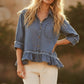 Heart Of Gold Denim Ruffle Blouse-[option4]-[option5]-Cute-Trendy-Shop-Womens-Boutique-Clothing-Store