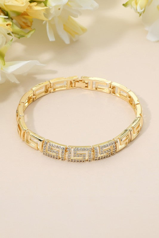 For The Diva Gold Link and Pave Bracelet-Cute-Trendy-Shop-Womens-Boutique-Clothing-Store