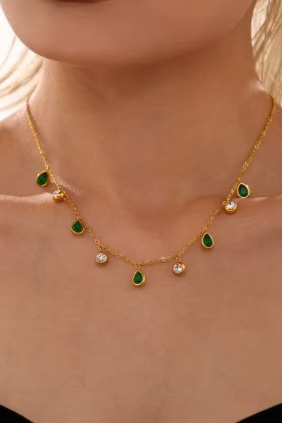 Wait For Me Crystal Drop Necklace-Green-Cute-Trendy-Shop-Womens-Boutique-Clothing-Store